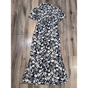 Old Navy XS Navy & White Floral Cut Out Button-Up Maxi Dress